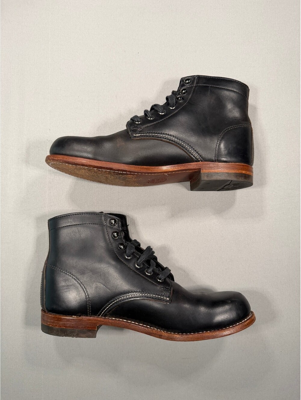Wolverine 1000 Mile Made in USA plain toe black boots 8.5D